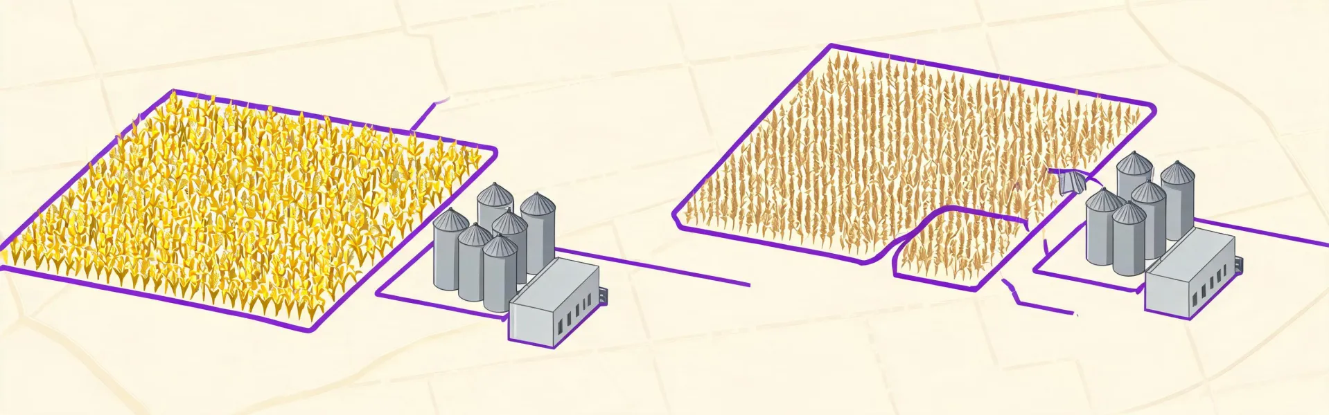 Grain drying site planning map illustration